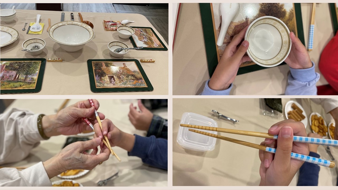 國小學童餐桌禮儀課程現場學員操作